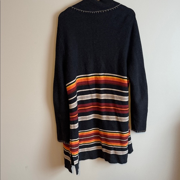 Pendleton Cotton Wool Open Front Cardigan Striped Whipstitch Southwest xl - Picture 5 of 6
